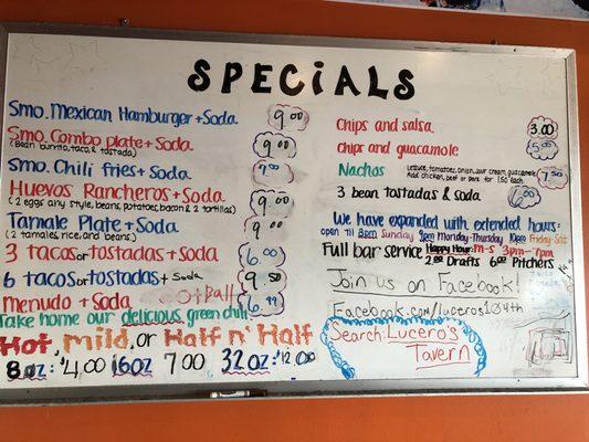 Our specials all day everyday!