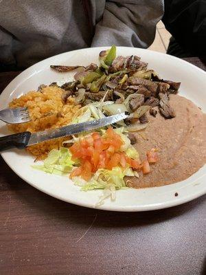 Steak fajita were great with onions and peppers.