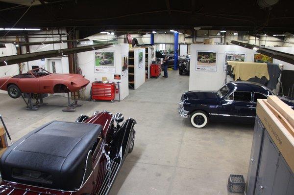 The workshop floor at Enfield Auto Restoration