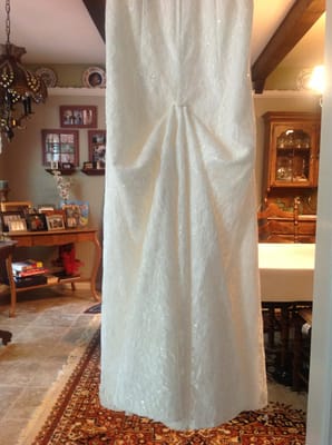 On this wedding dress I had to do a bustle And taken in under the arms