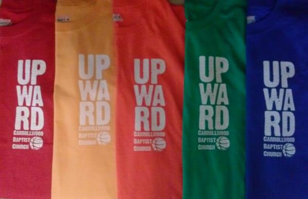 Fundraising tees for Carrollwood Baptist "Upward" Basketball! Looks like a box of crayons!