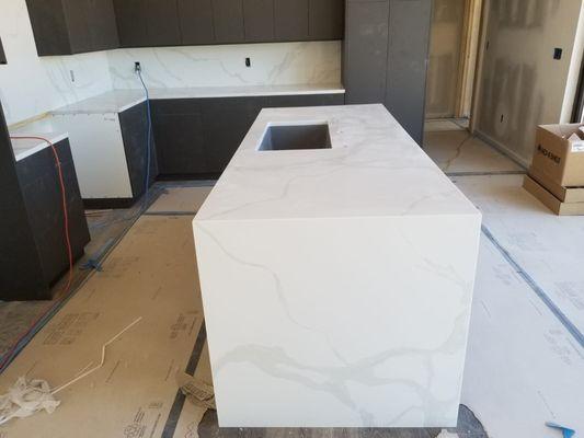 True beauty of Quartz Calacatta Gold Countertops. Fabricated & Installed with  18 yr of expericence