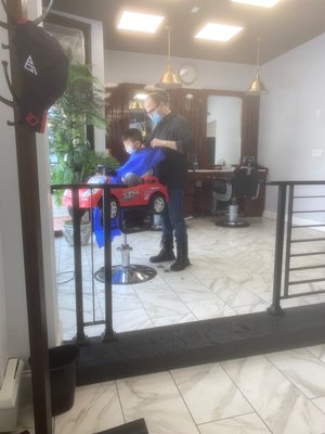 My son's favorite spot for the haircut