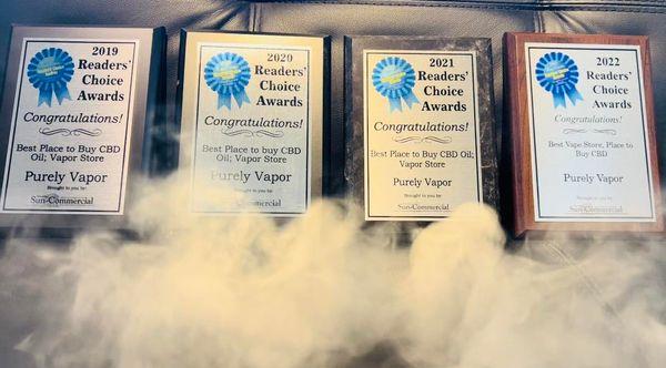 Four time Best Vapor Store & Best Place to Buy CBD awards!