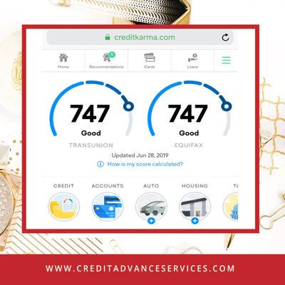 Credit Scores increase from a 1 month client.