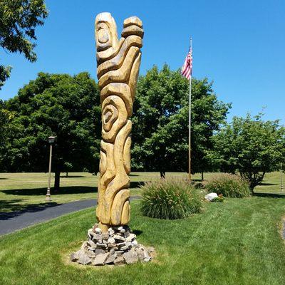 Ash Tree Carving by Jason Bord can be seen near the amphitheater entrance