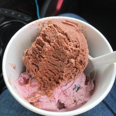 Chocolate and black raspberry ice cream