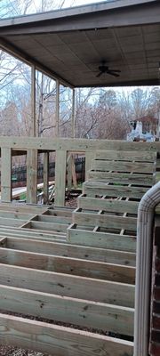 Framed in old screen in porch and redone bottom deck for customers came out very nice.