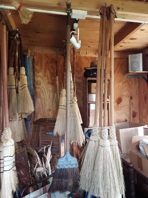 Some new brooms waiting for a home. 

Nothing sweeps like a new broom.