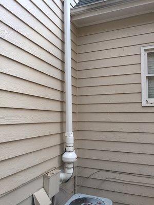 We use 4" aluminum downspout material to aesthetically match the exterior of the property.