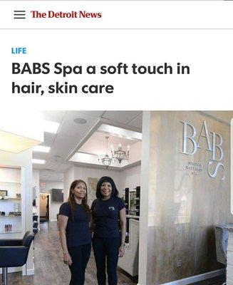 Did you see #BABS in Monday's #DetroitNews?  Special thanks to @detroitnews for this great article on BABS Salon & Wellness Spa.