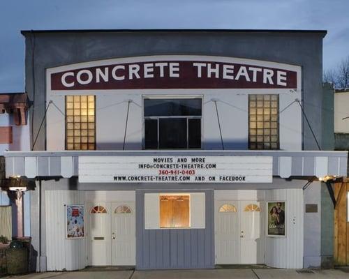 Historic Concrete Theatre, built in 1923, is the community gathering place for films, fun, fitness and festivities.