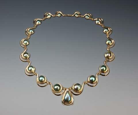 Mabe pearl gold necklace by Paul Gross