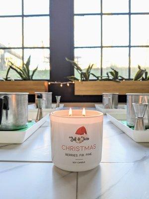 A fresh burning Christmas candle is just what is needed to complete a candle making holiday party.