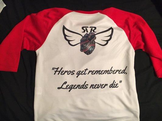 Back of memorial shirt