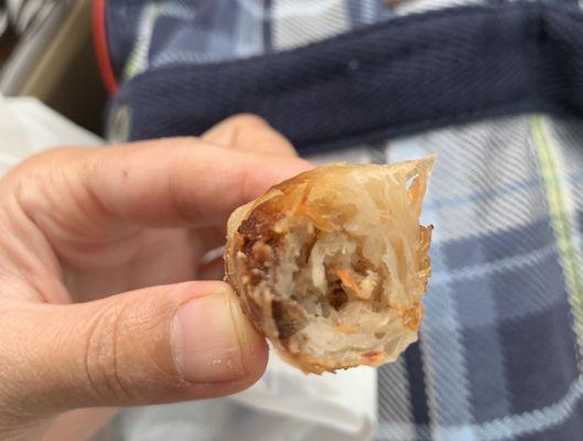 Inside of mini shrimp egg roll