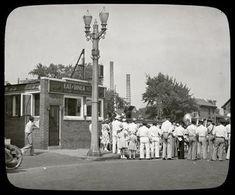 Groundbreaking for Kenosha's American Legion Post. Note the Sheridan LeGrande streetlamps, designed for Kenosha and reinstalled in 1963.