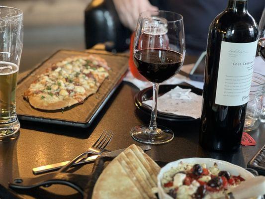 Date Night! Baked Feta Dip and Chicken Bacon Ranch flatbread