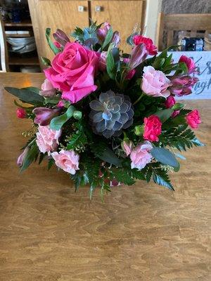 Roses, carnations and a succulent!!