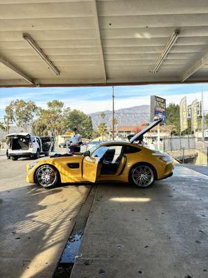 Mercedes-Benz AMG GTC getting detailed post repairs.