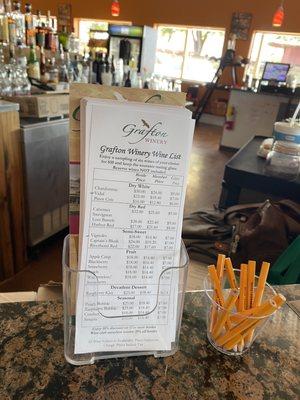 Wine menu