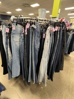 Every denim rack was jam packed.