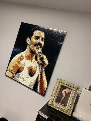 Tattoo time with Freddie Mercury LEGO mosaic by Barry Coover