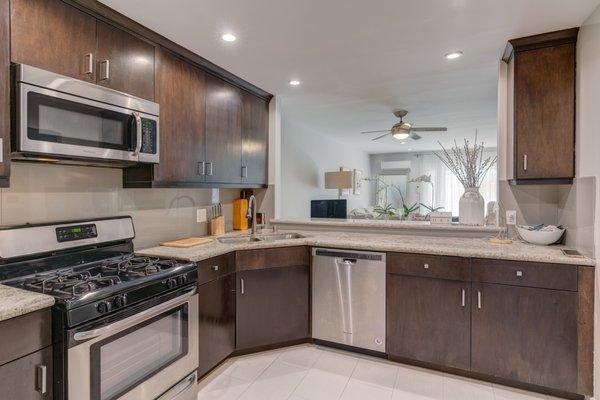 The Roscomare's Apartments offer Large, Open and Fully Remodeled Kitchens