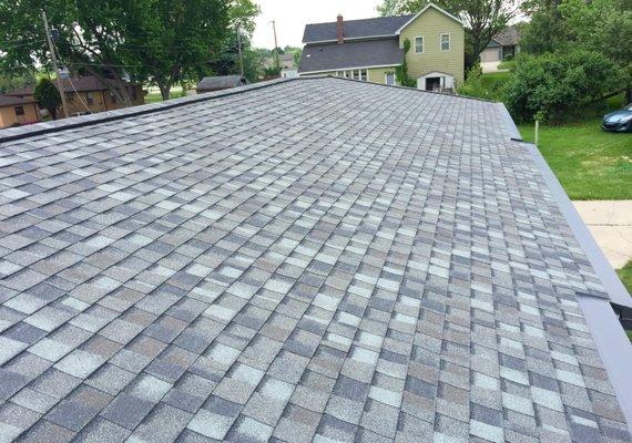 Certainteed Grey landmark shingle New roof. We install shingles on lines straight and true.