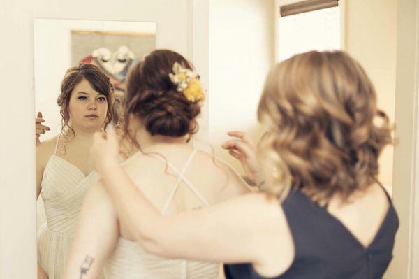 Bride and mother of the bride hair! Such a beautiful moment!