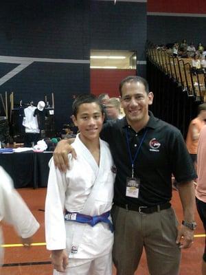 Team North Jersey Judo Head Coach Ramon Hernandez and team member Brandon Kui the 2013 US Jr. Judo National Champion