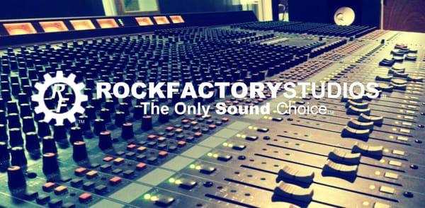 Rock Factory Recording Studio Logo and Console.