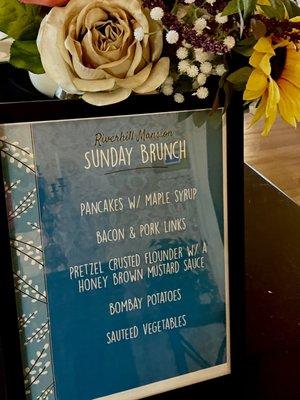 Sunday brunch menu