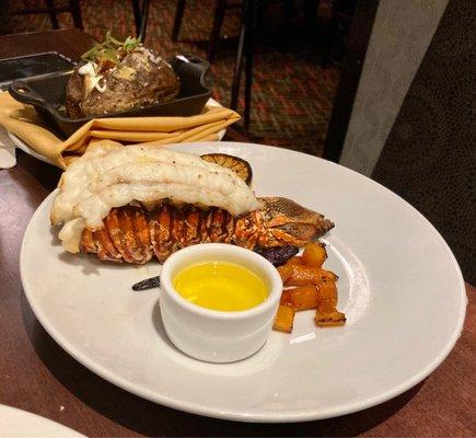 8 oz Lobster tail with side order loaded baked potato