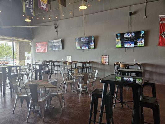 Indoor seating with tvs