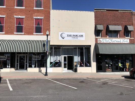 Find The Parcade in downtown Chillicothe, located between The Charmed Nook and Triple J Embroidery.