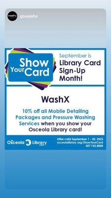 Get 10% with your Osceola county library card