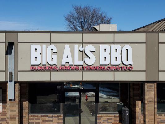 Set of LED illuminated channel letters in West Des Moines, IA.