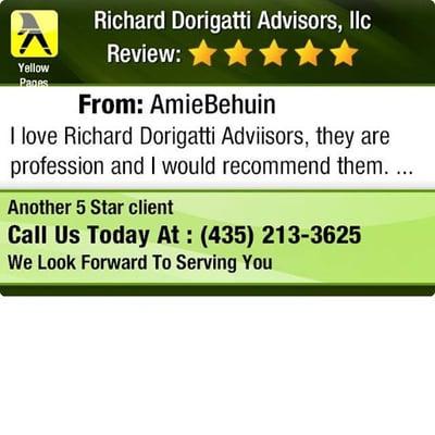 Richard Dorigatti Advisors reveiws - 5 star feedback from a happy client.