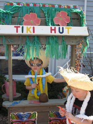 Both pretend and real snacks are served at their Tiki Hut.