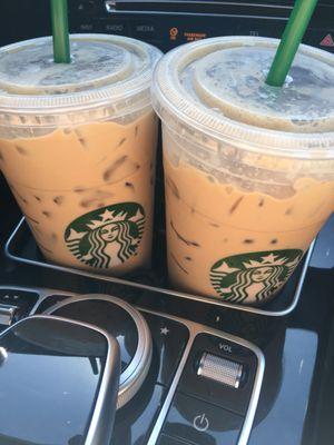 The corrected drinks which still are on the lighter side. Starbucks double shot with heavy cream.