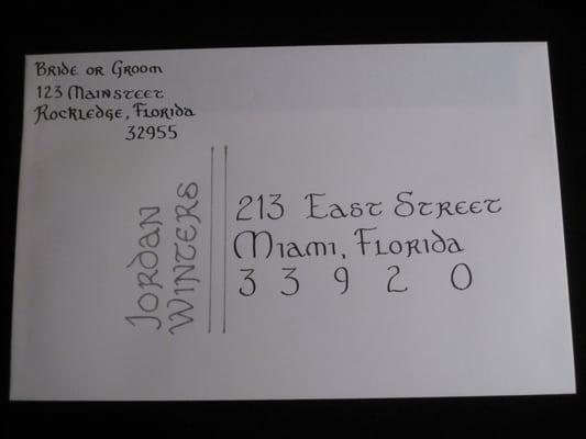 Beautiful hand-lettered envelopes tell your guests they are special!  Reasonable prices.  Free quotes!