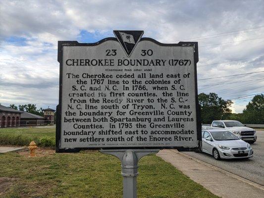 Cherokee Boundary Historical Marker, Greer