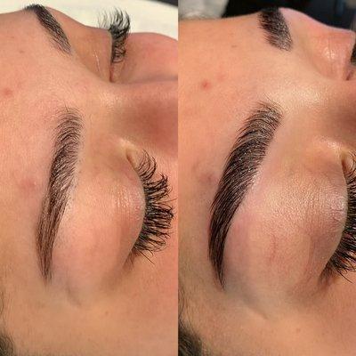 Brow makeover package, wax, tint, and lamination