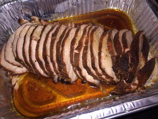 Pork Loin cooked and all sliced by Pig In A Pokey BBQ.