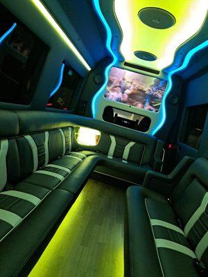 Interior of Mercedes-Benz Sprinter Party Bus (Seats 14)