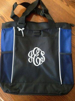 Monogram tote with zipper 24.00