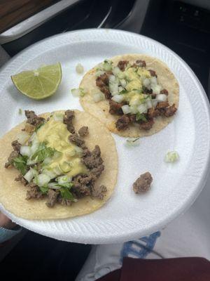 Pastor and asasa taco with all toppings