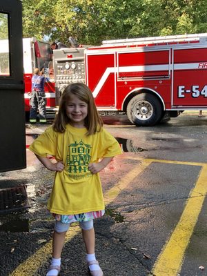 Field trip to the Millburn fire station to learn fire safety (and more importantly, to spray the hose)!