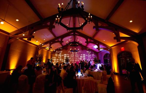 Double Platinum DJ - Wedding Up-Lighting and Custom Cityscape Projection.